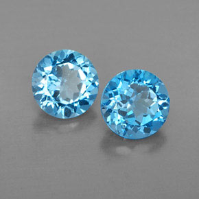Pedras preciosas de topázio azul natural de  ct, corte redondo, VVS-VS