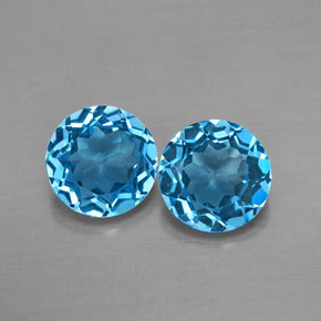 Pedras preciosas de topázio azul natural de  ct, corte redondo, VVS-VS