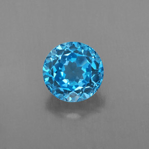 Topázio azul natural 1,83ct, corte redondo, VS