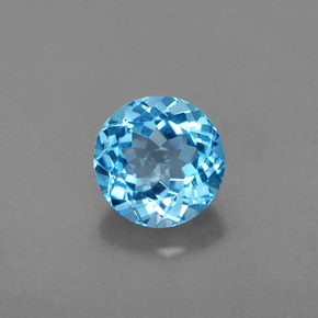 Topázio azul natural 1,64ct, corte redondo, VVS