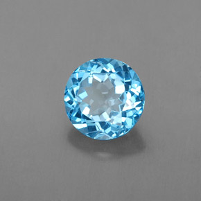 Topázio azul natural 1,64ct, corte redondo, VVS