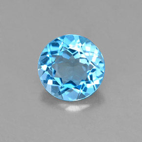 Topázio azul natural 1,37ct, corte redondo, VVS-VS
