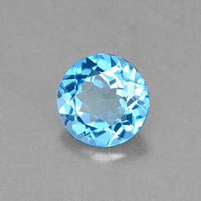 Topázio azul natural 1,37ct, corte redondo, VVS-VS