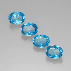 Pedras preciosas de topázio azul natural de  ct, corte oval, VVS