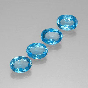 Pedras preciosas de topázio azul natural de  ct, corte oval, VVS