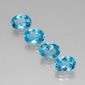 Pedras preciosas de topázio azul natural de  ct, corte oval, VVS