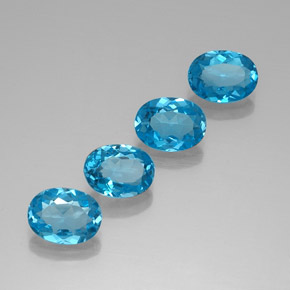 Topázio azul natural 5,89ct, corte oval, VVS