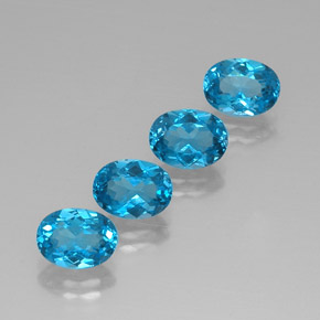 Pedras preciosas de topázio azul natural de  ct, corte oval, VVS