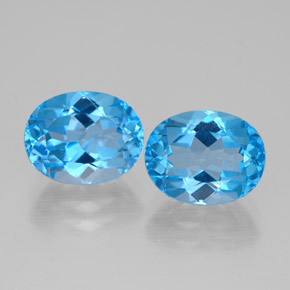 Pedras preciosas de topázio azul natural de  ct, corte oval, VVS