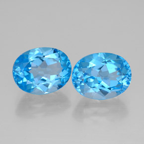 Pedras preciosas de topázio azul natural de  ct, corte oval, VVS