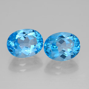 Pedras preciosas de topázio azul natural de  ct, corte oval, VVS