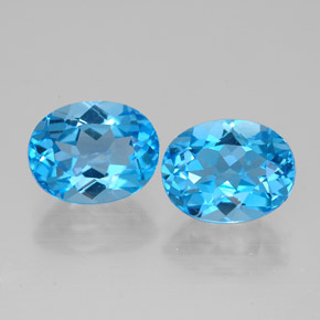 Pedras preciosas de topázio azul natural de  ct, corte oval, VVS