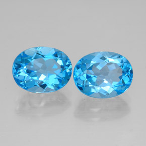Pedras preciosas de topázio azul natural de  ct, corte oval, VVS