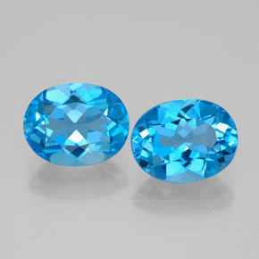 Pedras preciosas de topázio azul natural de  ct, corte oval, VVS