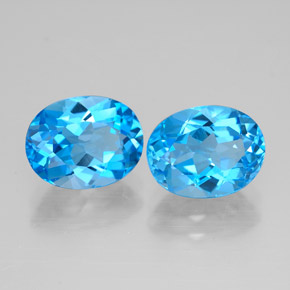 Pedras preciosas de topázio azul natural de  ct, corte oval, VVS