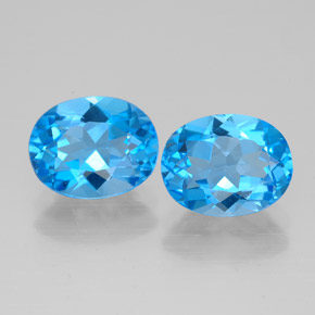 Pedras preciosas de topázio azul suíço natural de  ct, corte oval, VVS