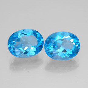 Pedras preciosas de topázio azul suíço natural de  ct, corte oval, VVS