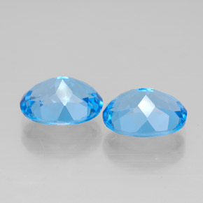 Pedras preciosas de topázio azul suíço natural de  ct, corte oval, VVS