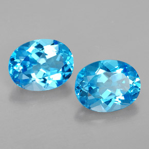 Pedras preciosas de topázio azul natural de  ct, corte oval, VVS