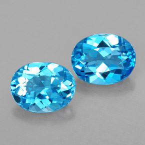 Pedras preciosas de topázio azul natural de  ct, corte oval, VVS