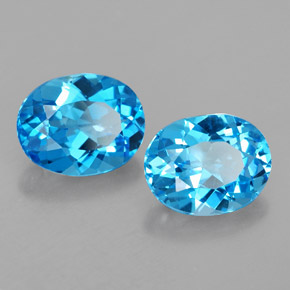 Pedras preciosas de topázio azul natural de  ct, corte oval, VVS