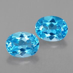 Pedras preciosas de topázio azul natural de  ct, corte oval, VVS