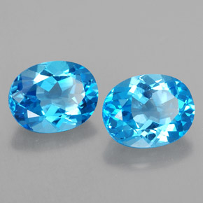 Pedras preciosas de topázio azul natural de  ct, corte oval, VVS