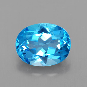 Topázio azul natural 2,51ct, corte oval, VVS