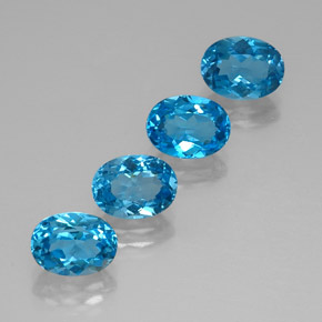 Pedras preciosas de topázio azul natural de  ct, corte oval, VVS