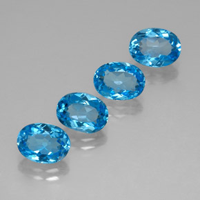 Pedras preciosas de topázio azul suíço natural de  ct, corte oval, VVS