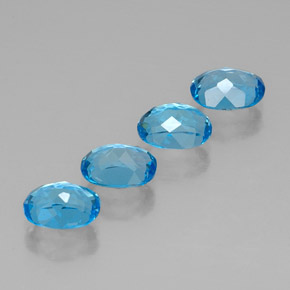 Pedras preciosas de topázio azul suíço natural de  ct, corte oval, VVS
