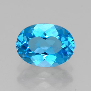 Topázio azul natural 1,53ct, corte oval, VVS