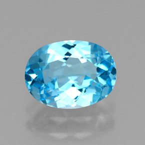 Topázio azul natural 1,47ct, corte oval, VVS