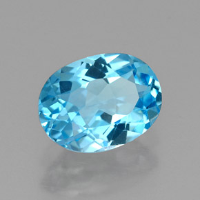 Topázio azul natural 1,47ct, corte oval, VVS