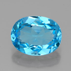 Topázio azul natural 2,18ct, corte oval, VVS