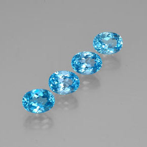 Pedras preciosas de topázio azul natural de  ct, corte oval, VVS
