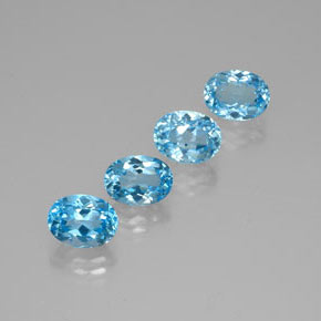 Pedras preciosas de topázio azul natural de  ct, corte oval, VVS