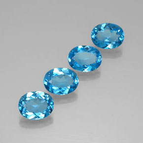 Pedras preciosas de topázio azul natural de 8,49 ct, corte oval, VVS