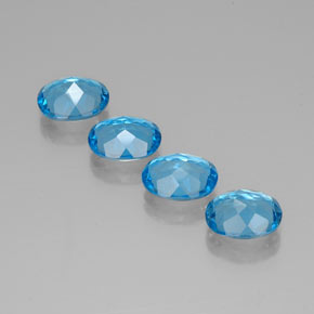 Pedras preciosas de topázio azul natural de 8,49 ct, corte oval, VVS