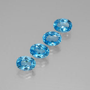 Pedras preciosas de topázio azul natural de  ct, corte oval, VVS