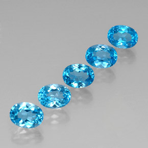 Pedras preciosas de topázio azul natural de  ct, corte oval, VVS