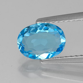 Topázio azul natural 1,36ct, corte oval, VVS