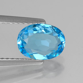 Topázio azul natural 1,36ct, corte oval, VVS