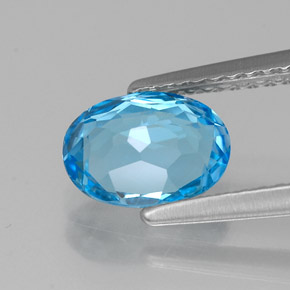 Topázio azul natural 1,36ct, corte oval, VVS
