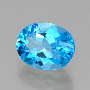 Topázio azul natural 2,46ct, corte oval, VVS