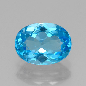 Topázio azul natural 1,69ct, corte oval, VS