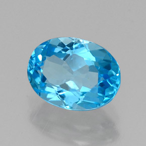 Topázio azul natural 1,69ct, corte oval, VS
