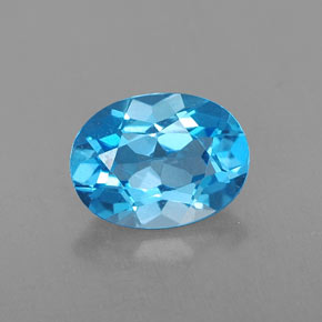 Topázio azul natural 1,64ct, corte oval, VVS