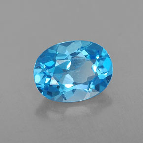 Topázio azul natural 1,64ct, corte oval, VVS