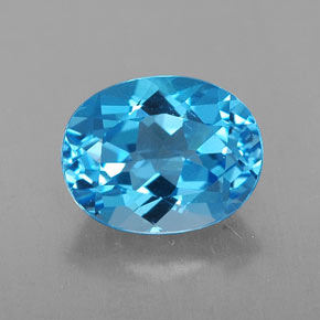 Topázio azul natural 2,54ct, corte oval, VVS